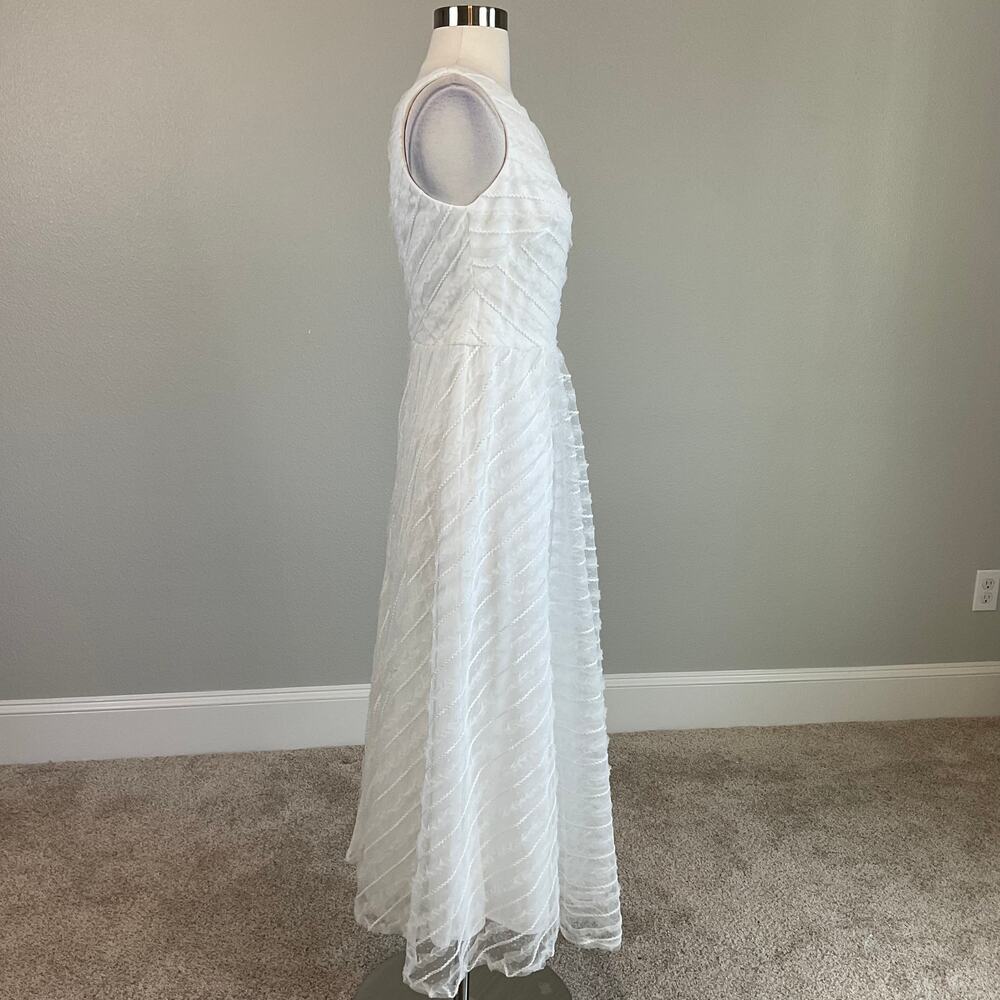AQUA White Embroidered Lace One Shoulder A-Line Midi Cocktail Dress Size 4 - Picture 4 of 11